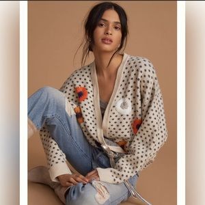 Anthropologie Floral Embroidered Cardigan